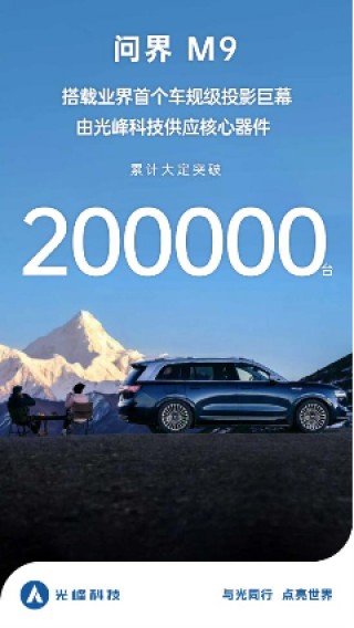 问界M9大定突破20万台，车规级投影巨幕开豪华驾乘新体验