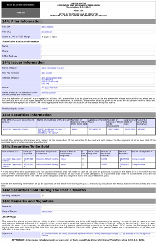 Form 144 | Arm Holdings(ARM.US)高管拟出售9.45万股股份，价值约1,195.47万美元