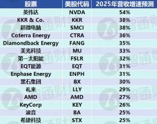 Wolfe给出标普500“选股指南”：15只今年营收至少增长25%的成分股