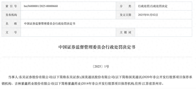 罚没超1336万!东吴证券领证监会开年1号罚单,两保荐项目违规细节披露 第1张 罚没超1336万!东吴证券领证监会开年1号罚单,两保荐项目违规细节披露 第1张