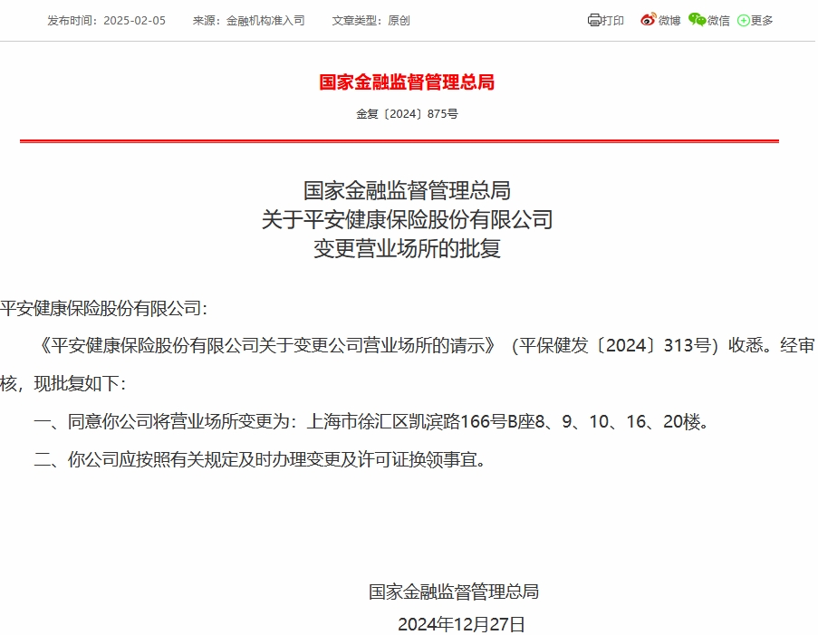 平安健康变更营业场所获核准 第1张 平安健康变更营业场所获核准 第1张